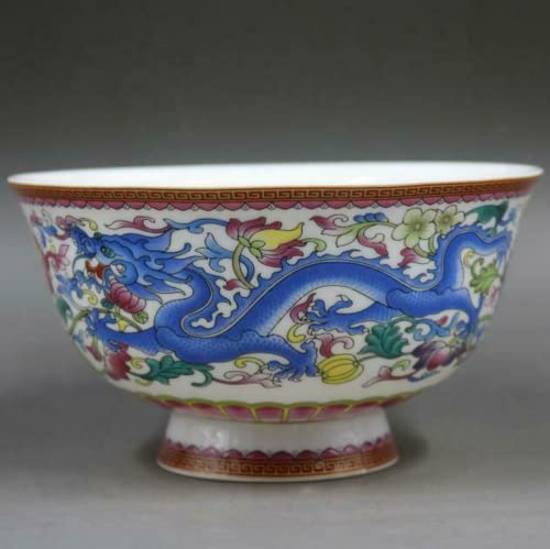 11,5 cm China Qing Dynasty Qianlong Famille Rose Porzellan Drachenmuster Schale Dekoration
