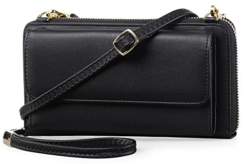 FALAN MULE Small Women Crossbody Phone Bag, Mini Leather Women's Wallet Wrist Clutch RFID Blocking Cross body Bags, Card Holder Purse and Satchel Handbags, Shoulder Bag Purse Adjustable Shoulder Strap