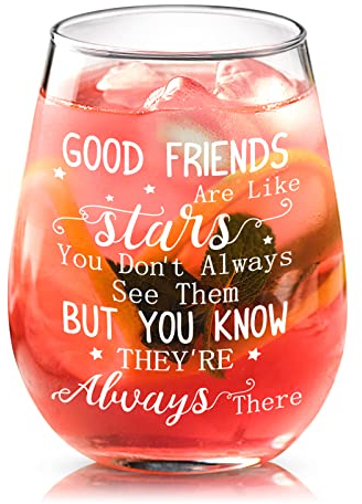 Joymaking Copa de vino regalo para mejor amiga para cumpleaños, Navidad, regalo de amistad, 520 ml