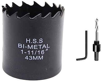 Hålsåg 43 mm LAIWEI Bi-metall rund hålfräs HSS cirkelsåghuvud, 1,8 mm tjockt, skärdjup upp till 38 mm, lämplig för trä, plast, gipsskivor och metallrör