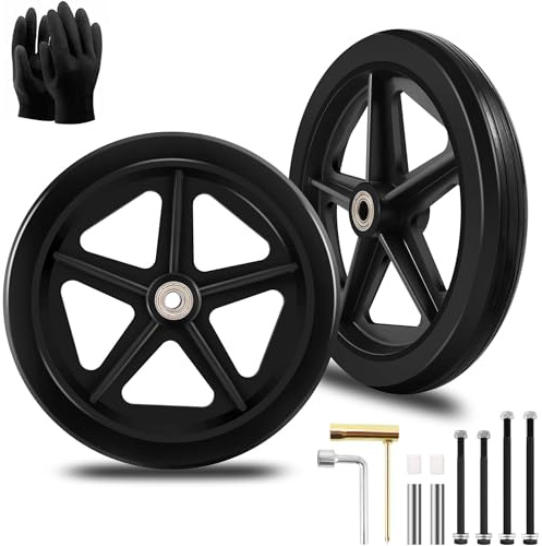 2 Stück 200 mm Solide Ersatzräder – Umweltfreundliches Gummimaterial, Verschleißfeste PU-Reifen, Rutschfeste und Langlebige ABS-Radnabe