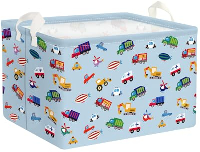 Clastyle Car Baby Laundry Hamper Collapsible Clothes Kids Storage Basket Waterproof Boys Toy Box for Nursery Room, Cartoon, 36*26*23 cm