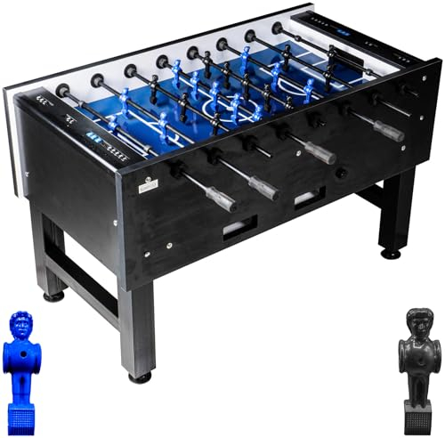 RAMROXX Fußball Tischkicker Turnier Fireball blaues Spielfeld Figuren Blau Schwarz 95kg