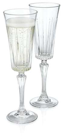 HISTORY COMPANY Italian Wedding Crystal Champagne Toasting Flute – Handcrafted in Tuscany, 2-Piece Set for the Bride and Groom (Gift Box Collection)