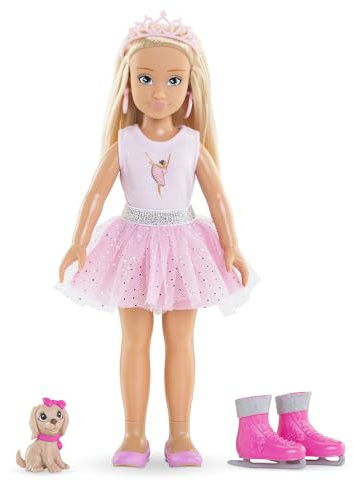 Corolle Girls Valentine Ballerina Set, Ankleidepuppe mit Hund, Krönchen, Ohrringe, extra Schlittschuhe, Vanilleduft, 28cm, ab 4 Jahren