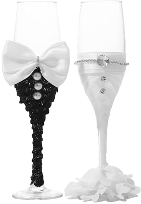 LUNLUN HOME Wedding Champagne Glasses Bride and Groom Champagne Flutes
