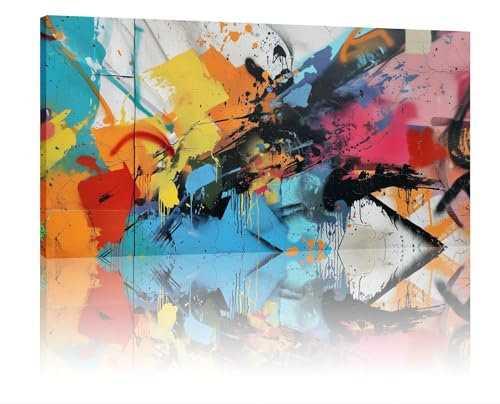Straßen-Graffiti-Wandkunst, gerahmter Leinwanddruck, farbenfrohes Kunstwerk, Pop-Art, moderne Kunst, Gemälde für Wohnzimmer, Schlafzimmer, 30 x 60 cm (12 x 24 Zoll) mit Rahmen
