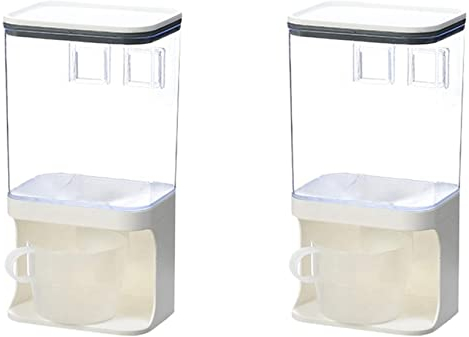 2X Wall-Mounted Dry Food Dispenser,Cereal Dispenser,Storage Cereal Container,for Cereal,Rice Kitchen Containers C