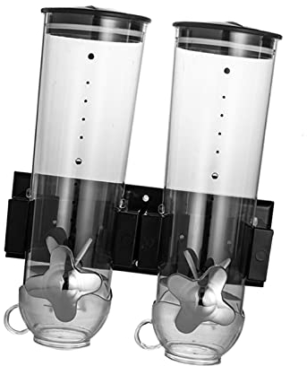 Máquina para hacer cereales, dispensador de dulces ABS montado en la pared, organizador triple de almacenamiento de arroz de 1.5 L, dispensador de cereales montado en la pared, dispensador de