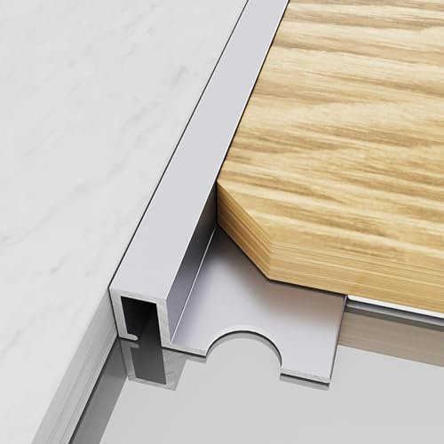 Abschlussleiste Fliesen Lang 125CM*2 Stück Fliesenabschlussprofil Vierkant Profil Abdeckleiste Winkelprofil Holz/Laminat/Vinyl/Fliesen For Zuhause, Büro, Hotel(Silver,W:8MM)