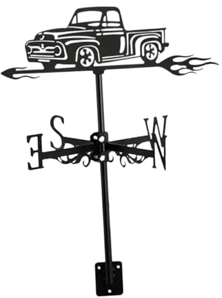 Baoblaze Schwarze Wetterfahne für Pickup-Trucks, LKW-Ornament, Bastelzubehör, Wetterfahne aus Metall, Windrichtungsanzeiger für den Bauernhof, draußen