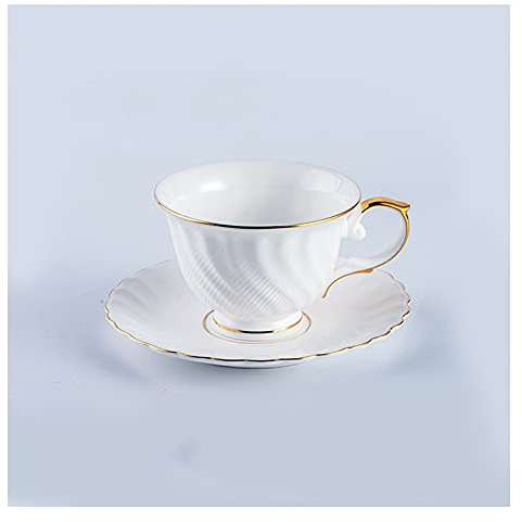 ABNNHK Set di tazzine da caffè Set di Tazze da caffè e piattino in Ceramica Semplice di Lusso Leggero Set di Tazze da tè con Fiori in Porcellana Europea Bone China (B) (A)