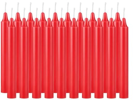 Scentoria 20er Stabkerzen, Premium Spitzkerzen Rot, Tafelkerzen Rot Ø 1,5 cm · 17 cm, Kerzen Lang mit 4 Std Brenndauer, Geruchlos Stabkerze für Tisch dekoration, Bankett, Hochzeit