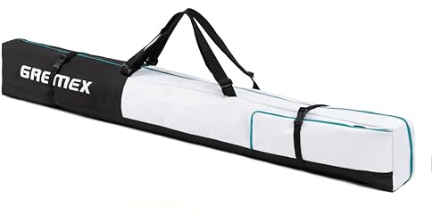 GREMEX Skitasche 180 cm - Wasserdicht umd robust - Leichte Tasche für 1 Paar Ski - Ergonomischer kompakter Skisack - Alpin Ski Zubehör Reise Sport Ausrüstung - Praktisch für Transport und Aufbewahrung