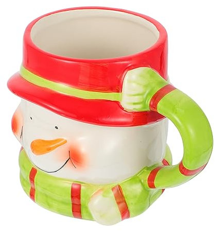 Amosfun Fein Gestaltete Keramik-weihnachts-kaffeetasse Mit Schneemann-motiv, Komfortablem Henkel, Sicherer Ausführung Für Kaffee, Milch Und Wasser, Geschenkidee Für Büro Und Zuhause