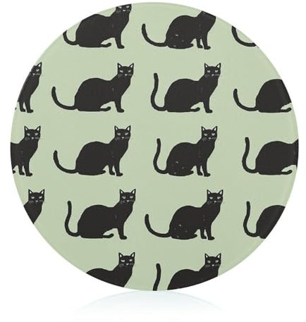 Hellgrünes Katzenschneidebrett für die Küche, rundes Muster, Schneideblock aus gehärtetem Glas, rutschfestes Glasschneidebrett, personalisierte Schneidematten für Zuhause