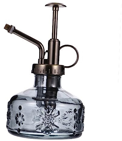 Sosoport Retro Glas Gießkanne Pflanzensprüher für Zimmer und Gartenpflanzen Bonsai mit Präzisem Wasserstrahl Hoher Grau Blau Kupferkopf