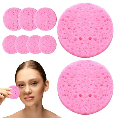 Gesichtswaschschwämme – Gesichtsschwämme zur Reinigung | Gesichtsreinigungsschwamm aus Baumwolle und Zellstoff | Kosmetikschwämme, Make-up-Entferner, Reinigungspads zur Verwendung