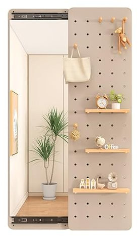 CVERTHAF Kit d'organisation de Panneau perforé en Bois, Panneau d'affichage modulaire combiné avec Miroir, Support Mural de Rangement pour Ornements de Maison, Bureau d'étude (Gris, 40 x 150 cm)