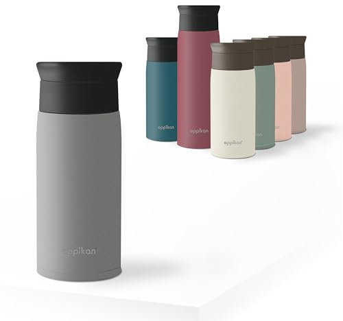 eppikan eppiToGo Edelstahl Thermobecher- Isolierbecher, Kaffee-to-go Becher, 350 ml, 500 ml Travel Mug, Autobecher, auslaufsicher mit hygienischer 360°-Trinköffnung (Executive Grey, 350 ml)