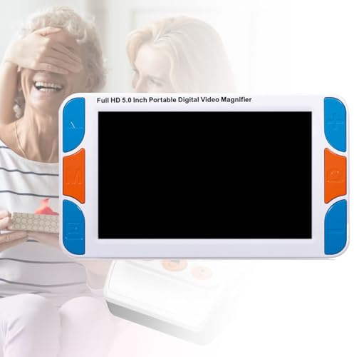 Elektronische Lesehilfe Lupe mit klappbarem Griff für Sehbehinderte, Sehbehinderte, schwache Sicht, Makuladegeneration, 3X-48X Zoom, mehrere Farbmodi