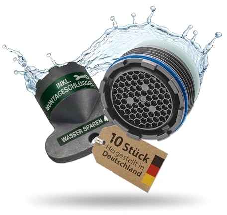 10 x M18.5 PERLATOR® Wassersparender Einschraubstrahlregler inkl. Schlüssel ~ 5.7 l/min Original Perlator Wasserhahn Einsatz für Armaturen mit Innengewinde