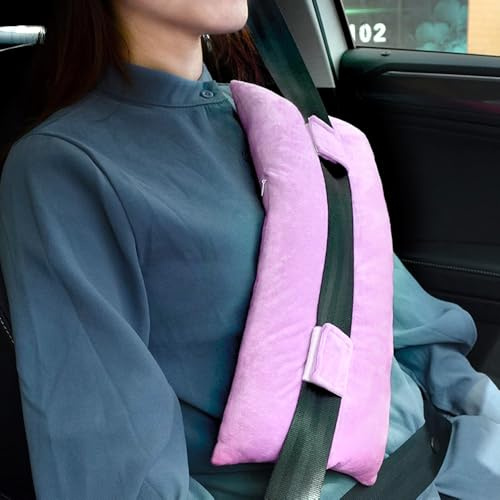 HIULLEN Seat Belt Pillow for Mastectomy Post-Surgery, Mastectomy Pillow, Hysterectomy Pillows, Heart Surgery Recovery Support Cushion Pad for Chest Chemo Port Pacemaker Recovery Gifts for Women (Pink)
