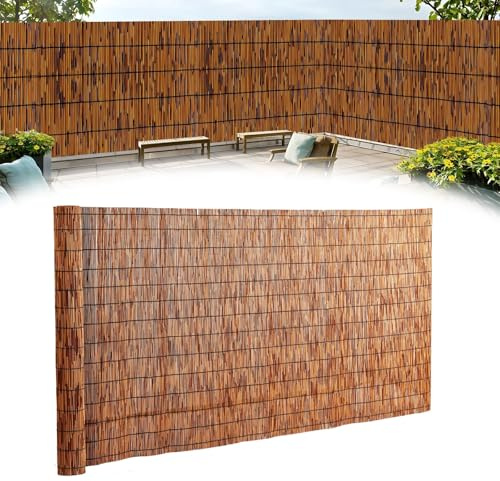Barrière de jardin en bambou – 100 x 300 cm, 120 x 400 cm, 130 x 500 cm – Haie d'herbe naturelle pour l'extérieur (130 x 150 cm)