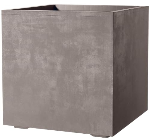 Deroma Millennium R Cube - Fioriera da Esterno e Interno Quadrata, Plastica | Vaso per Piante con Riserva d'Acqua, 49x49x49cm, con Ruote, Resistente al Gelo e ai Raggi UV, Sandstone Opaco, Made in Italy
