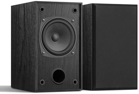 WMQ Passive Bookshelf Speakers Pair,30W *2，Stereo Hi-Fi Speakers with 4 Full-Range Driver & Built-in Wall-Mount, MDF Wood Enclosure,Ideal for Turntable, Needs Amplifier/Receiver(Black)