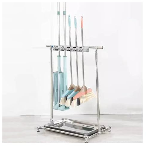 SnamicE Support pour Balai et serpillière, Support Pratique pour balais et serpillières en Acier Inoxydable, utilisé dans Les hôtels, Les usines, Les écoles.,
