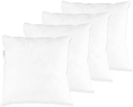 FUSIONHOME - Relleno de Cojín de Fibra Hueca Siliconada Pack 4 Unidades 55x55 cm - Relleno de Gran Volumen y Alta Recuperación - Cojín Decorativo para Casa, Cama, Sofá - Antiácaros e Hipoalergénico