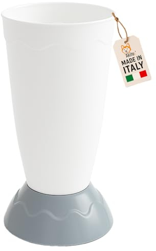 AKITAInk Portaombrelli Vulcano Moderno 27x27x50,5 cm | Porta Ombrelli in Plastica Resistente con Decoro a Onde | Design Elegante e Funzionale per Ingresso Casa o Ufficio (BIANCO)