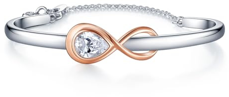 Lyniuoy Infinity Bracelets for Womens Women's 18K White Gold Plated Adjustable Bracelets Minimalist Jewellery for Women Anniversary Mother's Day Christmas Valentine's Day