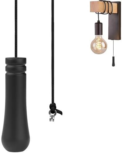 CEEGEWW 1 PCS Bathroom Light Pull Cords Handle with 1.5m Black Lights Pull Cord String,Bathroom Cord,Light Handle String,Lights Chain Extension Replacement Ends for Ceiling Fan Switch