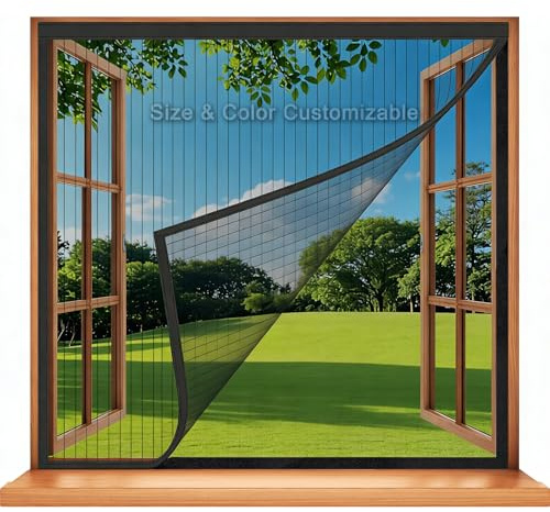 Ventana Mosquitera a Medida – Protección Antiinsectos con Cinta Velcro, Red Antimoscas & Mosquitera para Ventana, Ancho Individual 50-200 cm