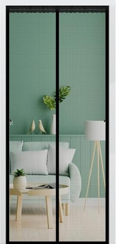 Fliegengitter Tür, Fliegen Gitter Terassentür 130x220cm, Magnetische Adsorption Insektenschutz Balkontür Für Türen/Patio/Windows(Black,130x220cm)