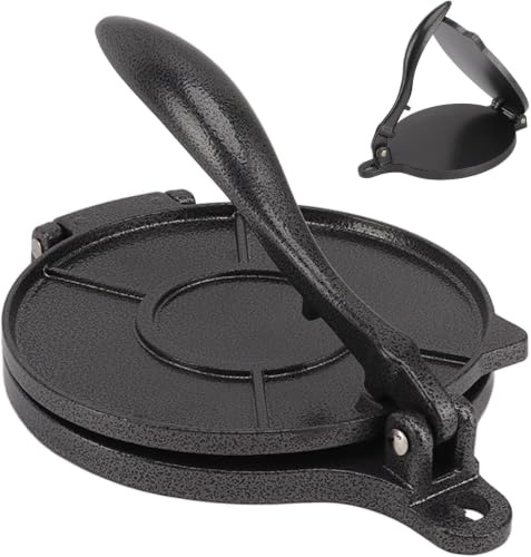 Manuell Tortillapress I Aluminium För Majs Och Mjöl, Perfekt Taco- Och Pizzamaskin, Traditionell Mexikansk Tortillara, Hållbar Degpress För Hemlagade Tortillas Black Large