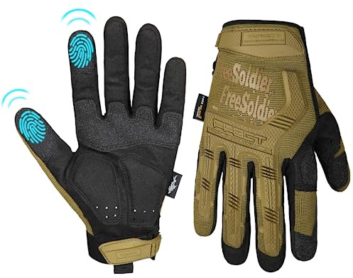 FREE SOLDIER Gants de Moto Gants de Scooter Tactique Unisex idéaux pour Auto Moto,Vélo, Motocross, Combat, d'escalade,Randonnée et Protection des Autres Activités en Plein,Doigt Complet Marron,XL