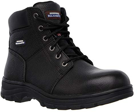 Skechers Workshire, Botas para Hombre, Black Embossed Leather, 45.5 EU