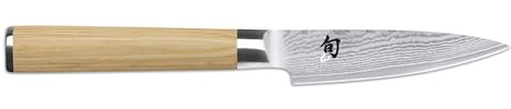 KAI Shun Classic White japanisches Officemesser 9 cm Klingenlänge - Damastmesser 32 Lagen VG MAX Kern - 61 (±1) HRC - Pakkaholzgriff - Made in Japan - Gemüsemesser Schälmesser Spickmesser geschmiedet | Handgefertigtes japanisches Gemüse- und Obstmesser, VG-MAX-Kern, Damast-Edelstahlverkleidung, Pakkawood-Griff