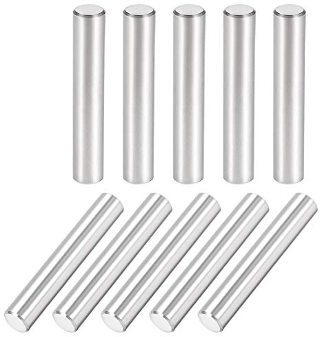 sourcing map 10 Stück Zylinderstifte 8mm X 50mm Passstift 304 Edelstahl Zylindrischer Regalstützstift Befestigungselemente Silber