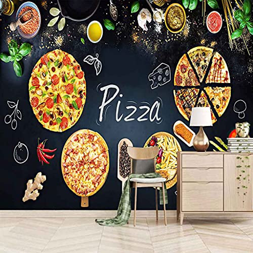 FVGKYS 3D Wall Art Photo Mural Customize Wallpaper of Any Size Restaurant Pizza Poster Self-Adhesive Wall Sticker 300x210cm for Living Room Bedroom Kids Room Dining Room Background Decorations