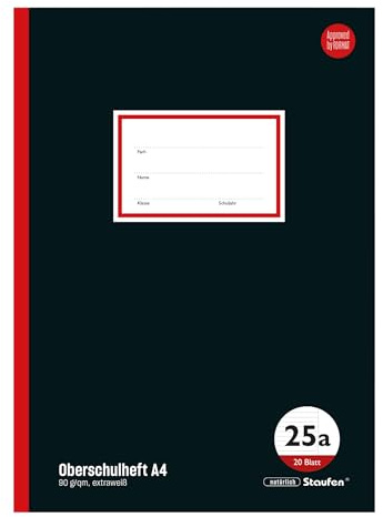 Staufen Style Oberschulheft - 3 Hefte à 20 Blatt, DIN A4, liniert mit Rand | Style Schulsortiment: Hochwertiges 90 g/m² Papier, ausgezeichnet mit dem EU Ecolabel, praktische Details, abgerundete Ecken