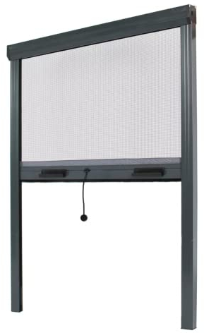 Store moustiquaire fenêtre alu recoupable (largeur x hauteur) -protection insecte ajustable (Lg 1250 mm x Ht 1600 mm, Gris Anthracite Ral 7016)