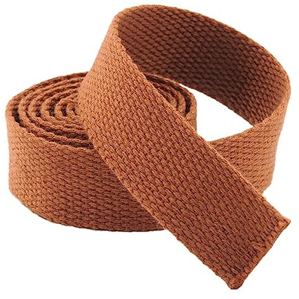 Bomull kanvas vävband, kanvasband för väskremmar, vävtejp för väskor bagage lastrem, 10 yard/rulle, brun, 20 mm