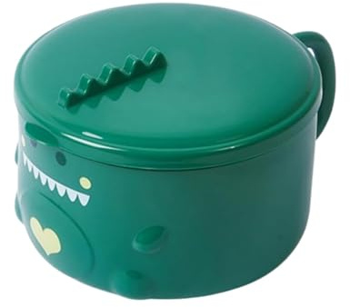 Cyrank Noodle Bowl with Lid, Ramen Bowl with Handle and Lid, Stainless Steel Cartoon Dinosaur Noodle Bowl 850ml Large Noodles Bowl Soup Bowls for Home School (Green)