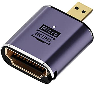 cablecc Adaptador convertidor micro HDMI macho a HDMI 2.1 hembra, UHD, compatible con HDTV 8K 60Hz