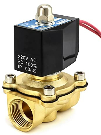 QWORK® Magnetventil 220V, 3/4''G, Messing, für Wasser Luft Gas Öl, DN20