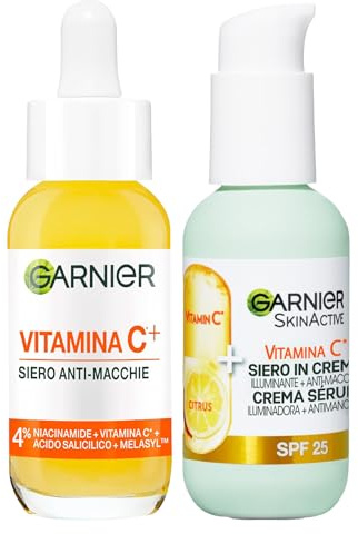 Garnier Ansiktsserum mot blemmor Vitamin C+ med niacinamid Salicylsyra Melasyl Antioxidant 30ml + Lysande ansiktsserum mot blemmor med SPF 25 50ml - 2 Produkter